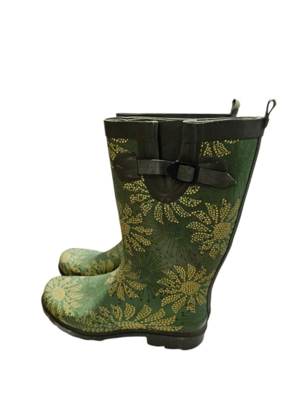 Capelli New York Women Size 9 Rain Boots Green Floral Print Archival Statement - Picture 3 of 7